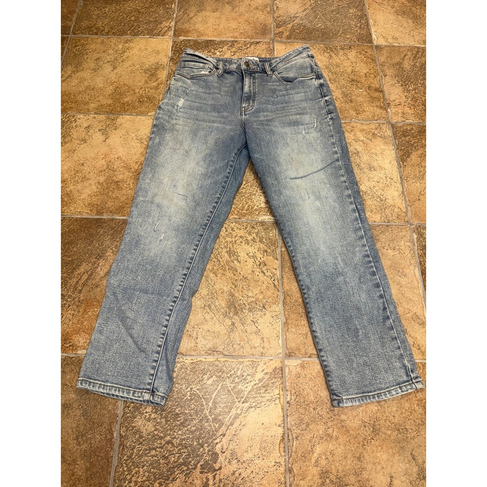 Studio Blue High Waisted Straight Leg Distressed Jeans Light Wash Size 29